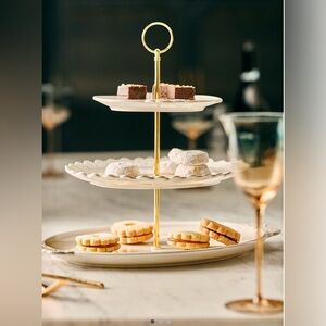 Anthropologie Stoneware Dessert Stand~ The Met X Collection NEW